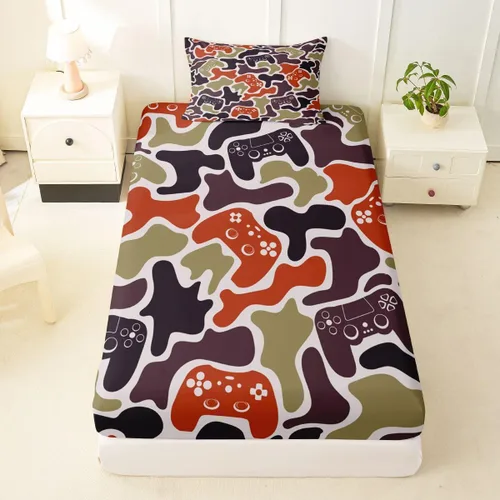 Vista 46 de Erosebridal Camouflage Sheets for Boys Girls Game Console Fitted Sheet,3D Gamer Controller Kids Bedding Sets Army Camo Bed Sets Twin 2 Piece Army