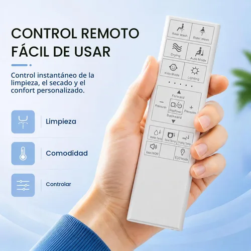 Vista 5 de Asiento de inodoro de bidé alargado, bidé calentado con control remoto, agua tibia ilimitada y secador de aire caliente, asiento con calefacción