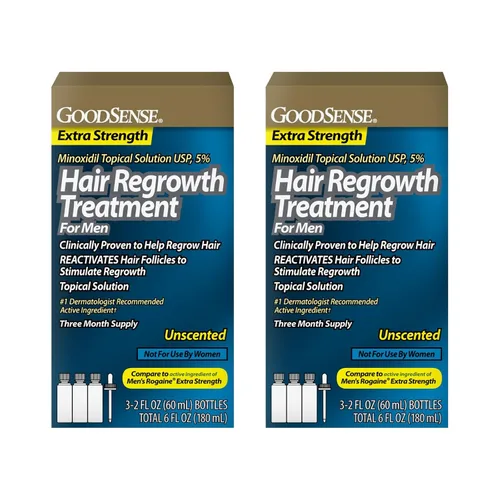 Vista 7 de GoodSense Minoxidil Solución tópica USP, 5 por ciento, tratamiento de recrecimiento del cabello para hombres, extra fuerte 6 onzas líquidas
