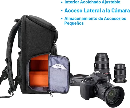 Vista 4 de MOSISO Mochila para cámara, DSLR/SLR/sin espejo, impermeable, bolsa para cámara de 17.3 pulgadas con carcasa rígida frontal, compartimento
