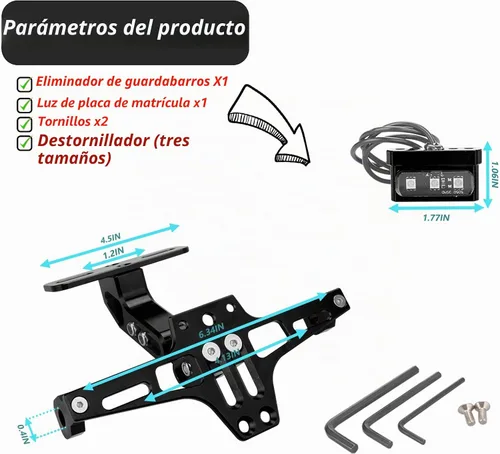 Vista 2 de LKV - Marco universal para placa de matrícula de motocicleta con luz LED