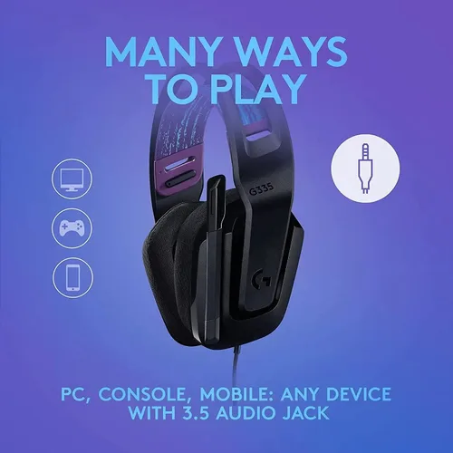 Vista 3 de Logitech G335 Wired Stereo Gaming Headset for PCPS Xbox Nintendo Switch - Black Renewed