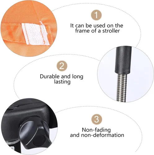 Vista 4 de Kisangel Silla ajustable portátil naranja con paraguas de clip desmontable para protección solar