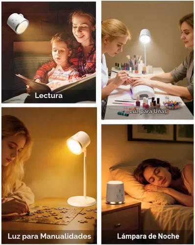 Vista 8 de Lámpara de escritorio LED recargable, luz LED magnética de montaje en pared, lámpara de lectura inalámbrica regulable con brillo ajustable y 3 modos