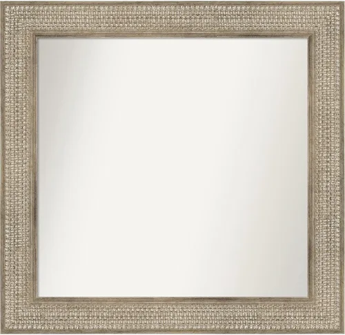 Vista 321 de Amanti Art Espejo de baño plateado para sobre fregadero, 26 x 26 pulgadas, espejo cuadrado de níquel pulido, marco de madera tradicional mediano, se