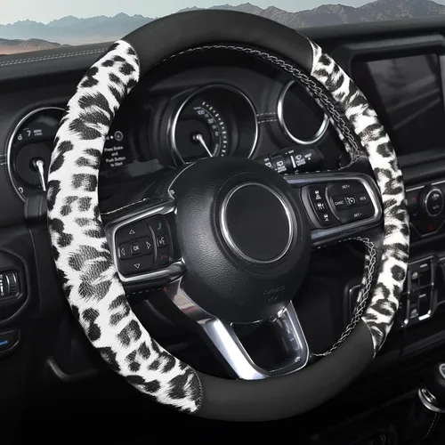 Vista 15 de Fundas para volante de automóvil con estampado de vaca, piel de microfibra transpirable para mujeres y hombres, protector universal de volante