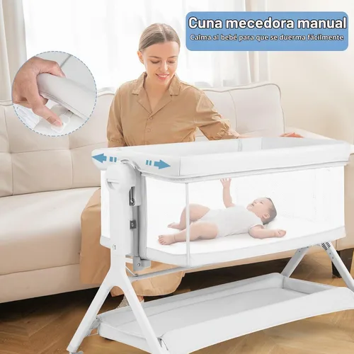 Vista 2 de INFANS - Moisés de bebé 5 en 1 con mecedora manual suave Gris claro