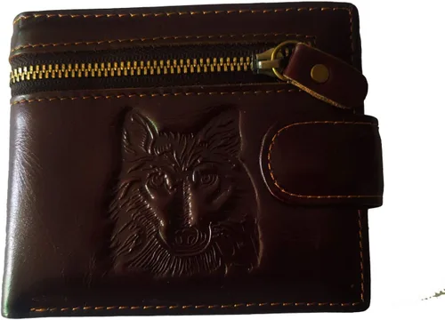 Vista 84 de Hombres Cool Eagle Wolf Caballo Totem Cuero Vaca Vertical Cartera Cremallera Multi-tarjeta Titular, Tótem de caballo, Minimalista