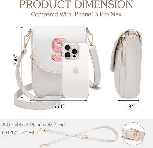 Vista 4 de Viverte Bolso Cruzado para Niñas Adolescentes Pequeñas, Bolso Inicial para Celular, Pequeña Cartera para Niños Pequeños, Bolso de Cuero con Tres