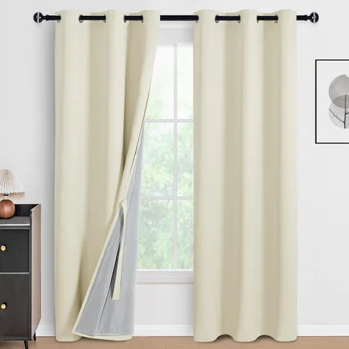 Vista 26 de DWCN - Cortinas 100% opacas para dormitorio con forro negro, cortinas de ventana de doble capa con aislamiento térmico que oscurecen toda la Azul