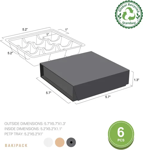 Vista 7 de 6 cajas de trufas negras, caja de chocolates, cajas de regalo magnéticas de trufa Cajas de trufas con bandeja de plástico de 9 piezas, cajas