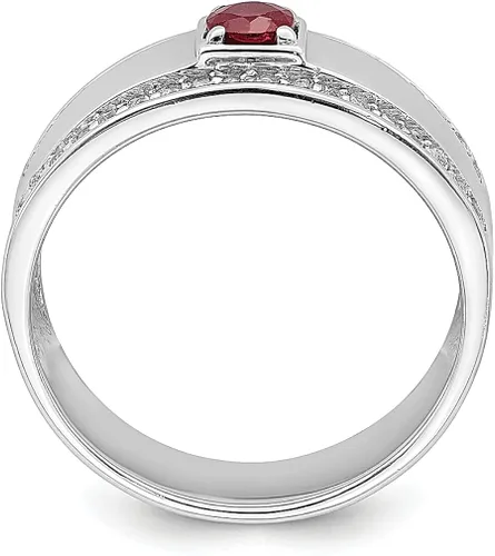 Vista 2 de 925 Sterling Silver Menafrican Red Ruby White Topaz Band Ring Man Gemstone Fine Jewelry For Dad Mens Gifts For Him