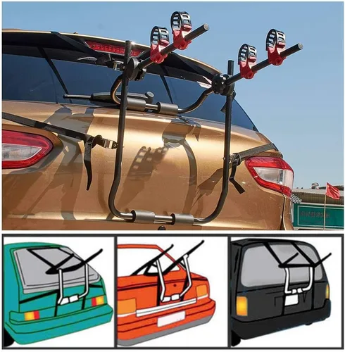 Vista 2 de Blueshyhall - Portabicicletas para maletero, Soporte para bicicleta para SUV y coche, resistente, para 2 bicicletas
