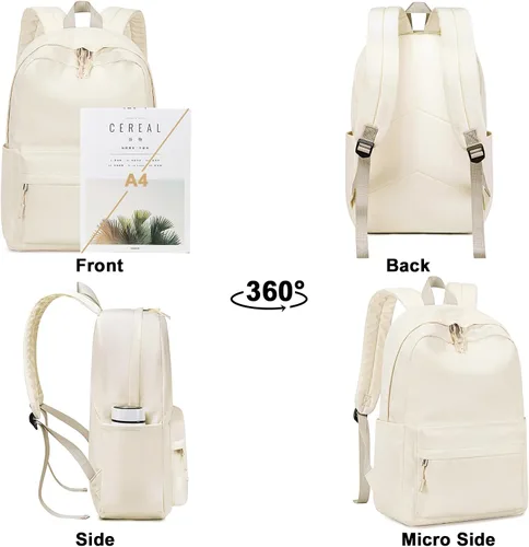 Vista 6 de BLUBOON Mochila escolar de lona, mochila escolar para adolescentes y niñas, escuela secundaria (Water Bule 3 en 1)