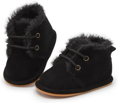 Vista 3 de Zoolar Botas de nieve unisex cálidas para bebé, piel recién nacida, con cordones en el tobillo, suela de textura de goma antideslizante, zapatos