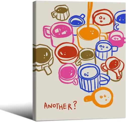 Vista 10 de MWZUPQ Póster de cóctel colorido de moda, retro, lindas copas de vino, lienzo, arte de pared, llena tu taza, pinturas impresiones de bares, cocina