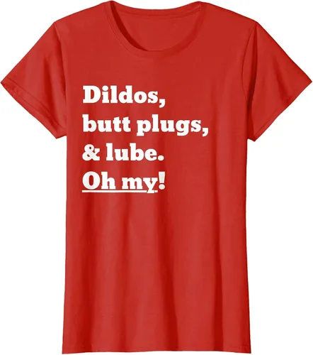 Vista 52 de Consoladores, tapones para los glúteos y lubricante. Camiseta Oh My! Azul bebé