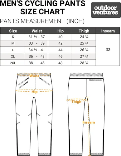 Vista 6 de Outdoor Ventures Pantalones de ciclismo para hombre, resistentes al viento, pantalones deportivos impermeables para ciclismo y correr