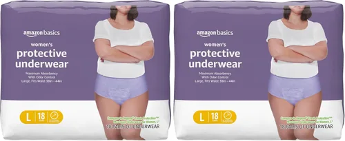 Vista 13 de Amazon Basics - Ropa interior protectora para mujer, para incontinencia y posparto, máxima absorción, talla S, lavanda, 24