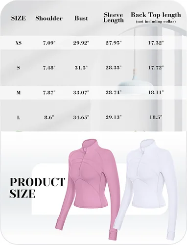 Vista 5 de Neer Paquete de 2 chaquetas de manga larga para mujer, con cremallera de 12, ombligueras de yoga, ajustadas, para correr, con agujeros para el pulgar