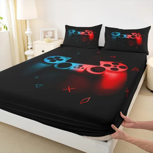 Vista 5 de Juego de sábanas para niños gamepad regalo para adolescentes, ropa de cama para niños, niñas, hombres jóvenes, videojuegos, sábana bajera ajustable