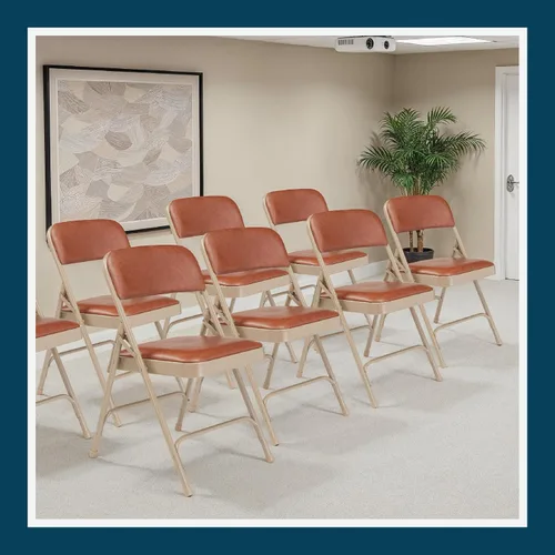 Vista 12 de OEF Furnishings OEF1203 Silla plegable acolchada de vinilo de grado comercial (marrón, paquete de 4)