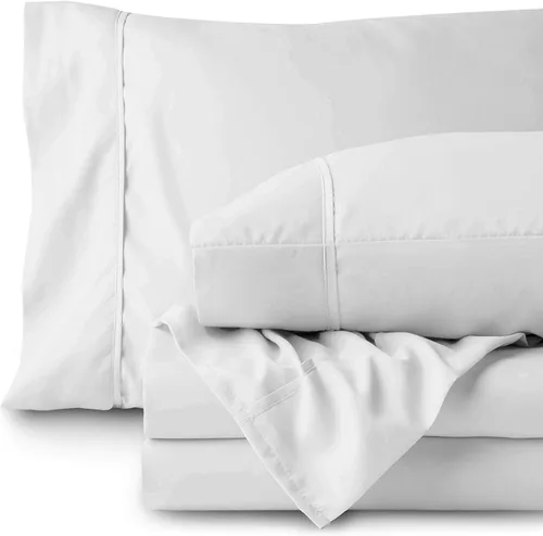 Vista 5 de Juego de sábanas RRlinen, de 800 hilos, 100 % algodón, para cama de matrimonio de 5 piezas, sábana dividida de color blanco, hilos largos de una