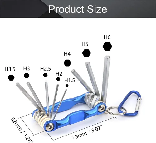 Vista 2 de Utoolmart Juego de llaves hexagonales, juego de llaves Allen 8 en 1, herramienta de reparación de llaves combinadas plegables para tornillo