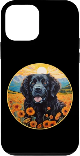 Vista 12 de Funda para iPhone 15 Linda Terranova Perro Colorido Flor Montaña Puesta de Sol Newfie