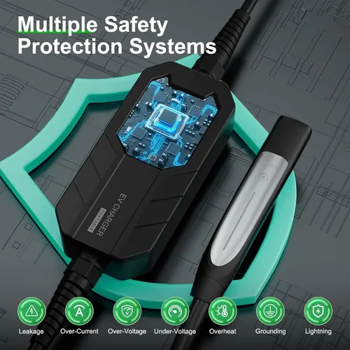 Vista 3 de MEGEAR Cargador Tesla de 16 amperios de nivel 1-2, enchufe NEMA 6-20 con adaptador NEMA 5-15, cargador eléctrico portátil para automóvil compatible