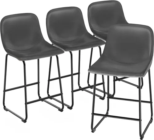 Vista 38 de TAVR Furniture Leathaire - Juego de 2 taburetes de tela con altura de mostrador, sillas de isla sin brazos, con capacidad para hasta 500 libras