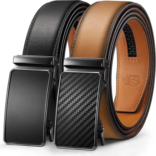 Vista 8 de Zitahli Cinturón para hombre, paquete de 2 unidades, diseño de cinturón de cuero para trabajo, negocios y pantalones de golf casuales, accesorios