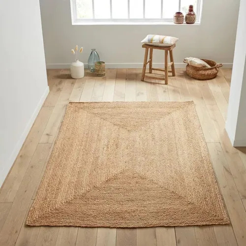 Vista 7 de MDS® 1 alfombra de área trenzada de yute tejida a mano de 2 x 3 pies, rectangular, alfombra decorativa reversible de arpillera 100% natural