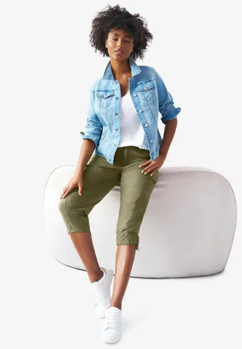 Vista 5 de Ellos Cargo Capris - Pantalones tipo cargo para mujer, talla grande