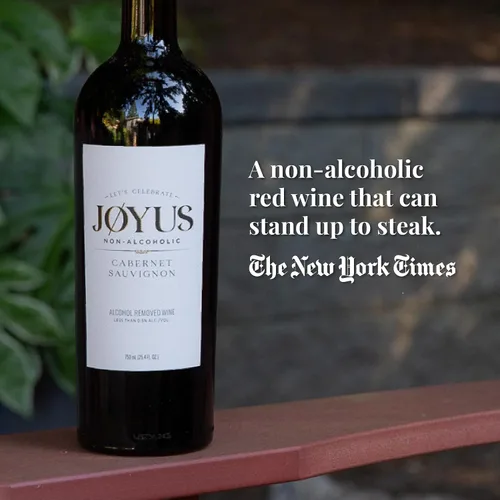Vista 3 de Joyus Vino tinto sin alcohol, Cabernet Sauvignon, galardonado el mejor vino desalcoholizado de su clase, complejo y cálido, bajo en azúcar y bajo