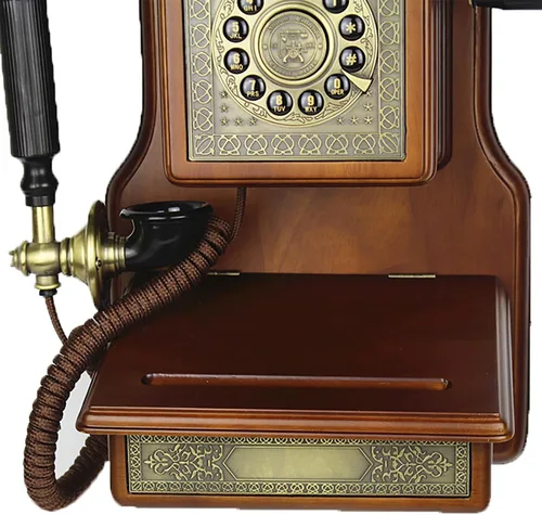 Vista 5 de Teléfono fijo retro, teléfonos montados en la pared para teléfono fijo con anillo mecánico, teléfono con cable clásico a la antigua, decoración