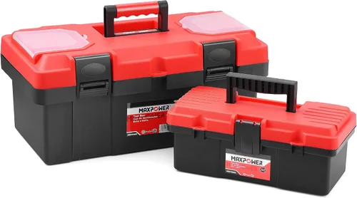 Vista 14 de MAXPOWER Caja de herramientas pequeña, cajas de herramientas de plástico de Rojo