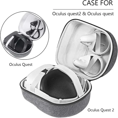 Vista 3 de LOVEDAY Estuche de viaje duro para Oculus Quest 2 VR Gaming Auriculares Controladores Accesorios Impermeable Carring Case Gris