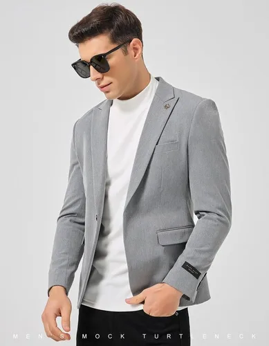 Vista 5 de SIMIYA Camisas de manga larga con cuello alto falso para hombre, suéter térmico ajustado y ajustado