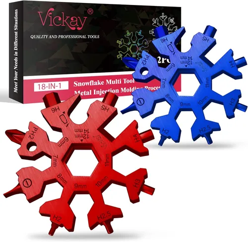 Vista 12 de Vickay Multiherramienta de copo de nieve 18 en 1, kit de destornillador plano Phillips, llave/abridor de botellas, equipo de campamento EDC, regalos