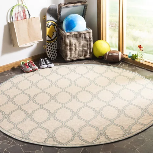 Vista 19 de SAFAVIEH Alfombra lavable para exteriores Linden Collection – Alfombra de pasillo de 2.2 x 8 pies, color crema y aguamarina, no desprende pelusa