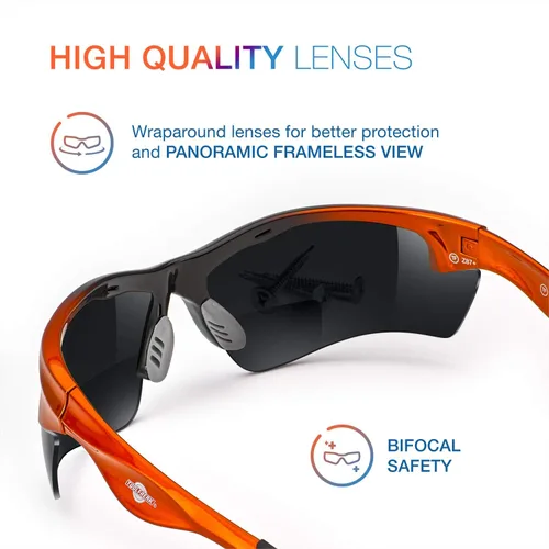 Vista 12 de ToolFreak Gafas de seguridad bifocales Rebel, ANSI z87+ Impact y UV