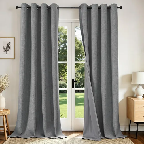 Vista 20 de Joydeco Cortinas opacas de 84 pulgadas de largo, 2 paneles burg, cortinas de oscurecimiento de habitación para dormitorio, cortinas térmicas Negro