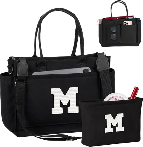 Vista 201 de Easter Basket Stuffers, Initial Tote Bag with Makeup Bag, Birthday Gifts for Women, Teen Girl Gifts Trendy Stuff