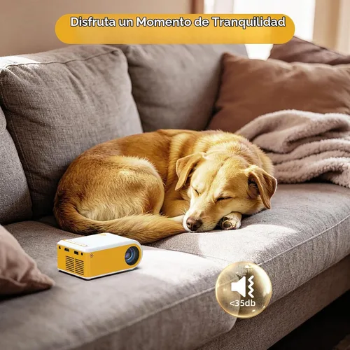 Vista 8 de Mini proyector portátil con Wifi y Bluetooth proyectores de cine al aire libre, mini proyector de cine en casa para interior para dormitorio Amarillo