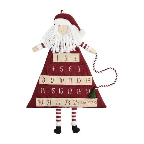 Vista 3 de Mud Pie Calendario de Adviento de Papá Noel para niños, a cuadros de búfalo, 25 x 17 pulgadas Cuadros Búfalo