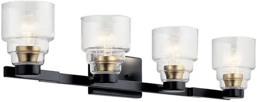 Vista 8 de Kichler Vionnet - Lámpara de tocador con 2 luces de 14.5 pulgadas con cristal transparente, color negro