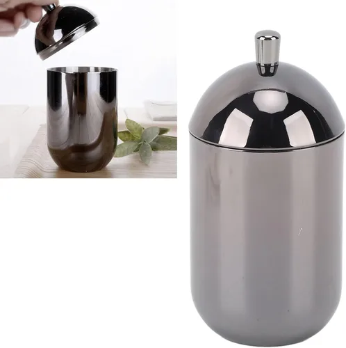 Vista 6 de Soportes para hisopos de algodón de acero inoxidable, tarro de almacenamiento de bolas de algodón cosmético, duradero, multiusos, a prueba de polvo