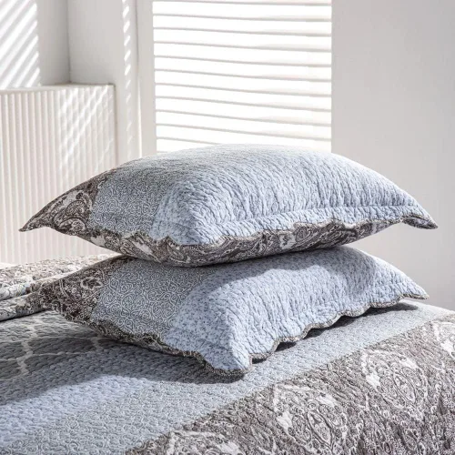 Vista 4 de YAYIDAY Juego de colcha de retazos tamaño Queen – 100% algodón reversible, transpirable, gris, acolchado con fundas de almohada para todas
