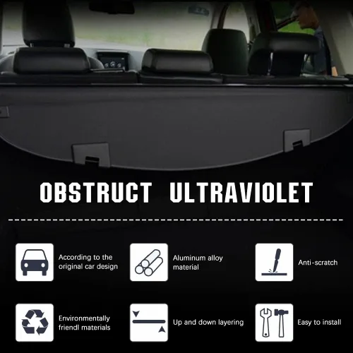 Vista 2 de Cubierta de carga para maletero compatible con Mazda CX-5 2017 2018 2019 2020 2021 2022 negro retráctil para maletero trasero